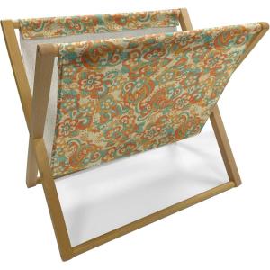 Ambesonne Flower Magazine and Book Holder, Valentine’s Day Blossoming Scene Rose Petals Meadow Retro Theme, Floor Rack Decor for Interior of Home & Office, 22″ x 19″, Coral Violet Blue(Orange Dark Seafoam)