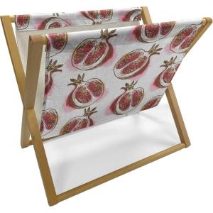 Ambesonne Fruits Magazine and Book Holder, Retro Valentine Theme with Strawberry Love Happiness Merry Lucky Image, Floor Rack Decor for Interior of Home & Office, 22″ x 19″, Eggshell Ruby Army Green(Red Umber Rose)