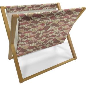 Ambesonne Fruits Magazine and Book Holder, Retro Valentine Theme with Strawberry Love Happiness Merry Lucky Image, Floor Rack Decor for Interior of Home & Office, 22″ x 19″, Eggshell Ruby Army Green(Cream Coral Chocolate)