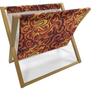 Ambesonne Fruits Magazine and Book Holder, Retro Valentine Theme with Strawberry Love Happiness Merry Lucky Image, Floor Rack Decor for Interior of Home & Office, 22″ x 19″, Eggshell Ruby Army Green(Yellow Orange Black)
