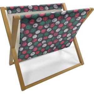 Ambesonne Fruits Magazine and Book Holder, Retro Valentine Theme with Strawberry Love Happiness Merry Lucky Image, Floor Rack Decor for Interior of Home & Office, 22″ x 19″, Eggshell Ruby Army Green(Dark Taupe Sea Green)