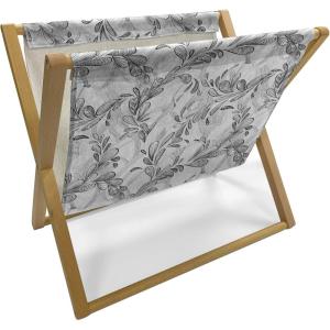 Ambesonne Fruits Magazine and Book Holder, Retro Valentine Theme with Strawberry Love Happiness Merry Lucky Image, Floor Rack Decor for Interior of Home & Office, 22″ x 19″, Eggshell Ruby Army Green(White Black Grey)