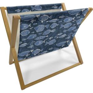 Ambesonne Glamour Magazine and Book Holder, Woman Lips Behind The Bars Female Love Romance Valentines Day Print, Floor Rack Decor for Interior of Home & Office, 22″ x 19″, Scarlet White and Grey(Blue Indigo Royal Blue)