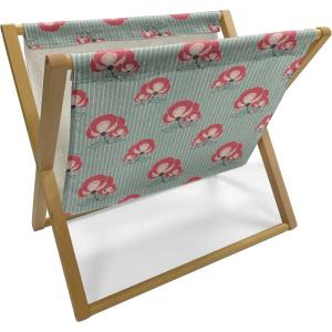 Ambesonne Love Magazine and Book Holder, Valentine’s Day Themed Pattern with Hearts on Curvilinear Stripes, Floor Rack Decor for Interior of Home & Office, 22″ x 19″, Grey Pale Fuchsia White(Dark Coral Pale Teal)
