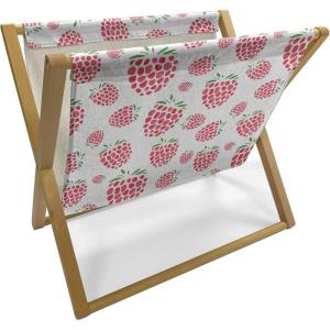 Ambesonne Love Magazine and Book Holder, Valentine’s Day Themed Pattern with Hearts on Curvilinear Stripes, Floor Rack Decor for Interior of Home & Office, 22″ x 19″, Grey Pale Fuchsia White(Dark Coral Fern Green)