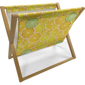 Ambesonne Mauve Magazine and Book Holder, Big Fresh Flower Floret Buds Bouquet Motif Valentine Romance Blossoms Design Print, Floor Rack Decor for Interior of Home & Office, 22″ x 19″, Yellow Violet(Yellow White and Green)