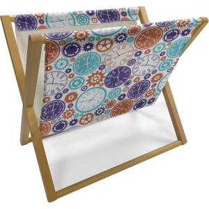 Ambesonne Mauve Magazine and Book Holder, Big Fresh Flower Floret Buds Bouquet Motif Valentine Romance Blossoms Design Print, Floor Rack Decor for Interior of Home & Office, 22″ x 19″, Yellow Violet(Blue and Dark Orange)