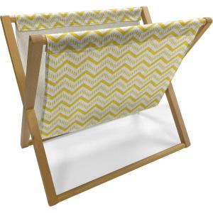 Ambesonne Mauve Magazine and Book Holder, Big Fresh Flower Floret Buds Bouquet Motif Valentine Romance Blossoms Design Print, Floor Rack Decor for Interior of Home & Office, 22″ x 19″, Yellow Violet(White and Yellow)