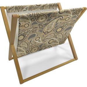 Ambesonne Mauve Magazine and Book Holder, Big Fresh Flower Floret Buds Bouquet Motif Valentine Romance Blossoms Design Print, Floor Rack Decor for Interior of Home & Office, 22″ x 19″, Yellow Violet(Brown Black and White)