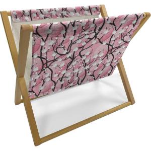 Ambesonne Mauve Magazine and Book Holder, Big Fresh Flower Floret Buds Bouquet Motif Valentine Romance Blossoms Design Print, Floor Rack Decor for Interior of Home & Office, 22″ x 19″, Yellow Violet(Black Pink)