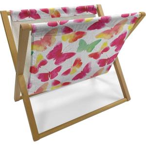 Ambesonne Mauve Magazine and Book Holder, Big Fresh Flower Floret Buds Bouquet Motif Valentine Romance Blossoms Design Print, Floor Rack Decor for Interior of Home & Office, 22″ x 19″, Yellow Violet(Fuchsia Green)