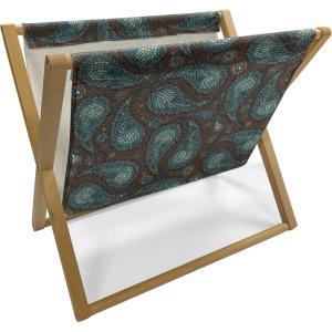 Ambesonne Mauve Magazine and Book Holder, Big Fresh Flower Floret Buds Bouquet Motif Valentine Romance Blossoms Design Print, Floor Rack Decor for Interior of Home & Office, 22″ x 19″, Yellow Violet(Brown Blue and Dark Blue)