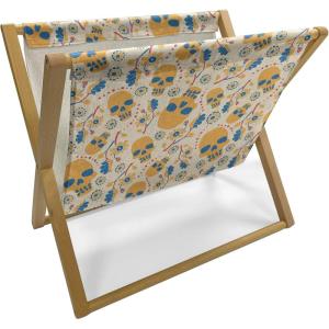Ambesonne Mint Magazine and Book Holder, Ornamental Floral Drawing with Hearts Leaves Romantic Valentines Anniversary, Floor Rack Decor for Interior of Home & Office, 22″ x 19″, Blush Sky Blue White(Earth Yellow Sea Blue)