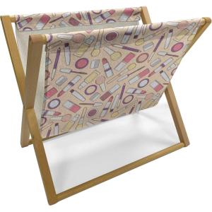 Ambesonne Mint Magazine and Book Holder, Ornamental Floral Drawing with Hearts Leaves Romantic Valentines Anniversary, Floor Rack Decor for Interior of Home & Office, 22″ x 19″, Blush Sky Blue White(Pale Peach and Multicolor)