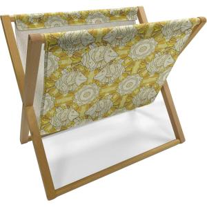 Ambesonne Pale Pink Magazine and Book Holder, Romantic Roses Garden Illustration Nature Inspired Valentine’s Day Themed, Floor Rack Decor for Interior of Home & Office, 22″ x 19″, Yellow Coral Pink(Marigold Beige Yellow)