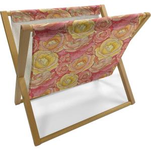 Ambesonne Pale Pink Magazine and Book Holder, Romantic Roses Garden Illustration Nature Inspired Valentine’s Day Themed, Floor Rack Decor for Interior of Home & Office, 22″ x 19″, Yellow Coral Pink(Yellow Coral Pink)