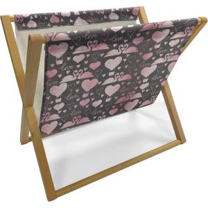 Ambesonne Pride Day Magazine and Book Holder, LGBT Rainbow Hearts Valentines Watercolor Splashes Pattern, Floor Rack Decor for Interior of Home & Office, 22″ x 19″, Hot Pink Azure Blue(Taupe Grey Pink)