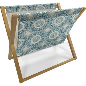 Ambesonne Pride Day Magazine and Book Holder, LGBT Rainbow Hearts Valentines Watercolor Splashes Pattern, Floor Rack Decor for Interior of Home & Office, 22″ x 19″, Hot Pink Azure Blue(Cream and Dark Sky Blue)