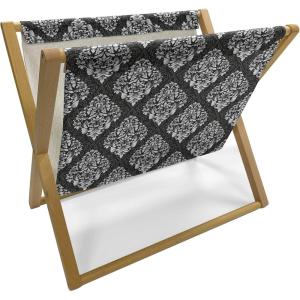 Ambesonne Romantic Magazine and Book Holder, Lilly Bouquet Valentines Day Themed Arrangement on Polka Dots Backdrop, Floor Rack Decor for Interior of Home & Office, 22″ x 19″, Pistachio Green White(Grey Black and White)
