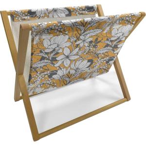Ambesonne Romantic Magazine and Book Holder, Lilly Bouquet Valentines Day Themed Arrangement on Polka Dots Backdrop, Floor Rack Decor for Interior of Home & Office, 22″ x 19″, Pistachio Green White(Charcoal Grey Marigold)