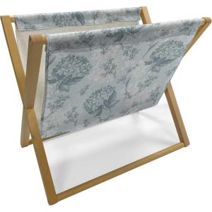 Ambesonne Romantic Magazine and Book Holder, Lilly Bouquet Valentines Day Themed Arrangement on Polka Dots Backdrop, Floor Rack Decor for Interior of Home & Office, 22″ x 19″, Pistachio Green White(Pale Blue Grey)