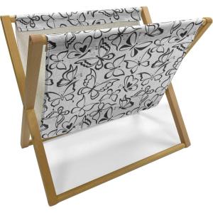 Ambesonne Romantic Magazine and Book Holder, Soft Colored Hearts in Love Valentines Day Repetitive Pattern, Floor Rack Decor for Interior of Home & Office, 22″ x 19″, Pale Yellow Pale Pink(White and Black)
