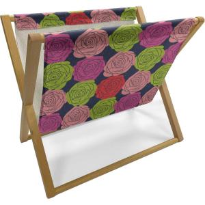 Ambesonne Rose Magazine and Book Holder, Romantic Theme Flower Petals Bouquets Lovers Valentine’s Days Blossoms, Floor Rack Decor for Interior of Home & Office, 22″ x 19″, Lime Green and Multicolor(Lime Green and Multicolor)