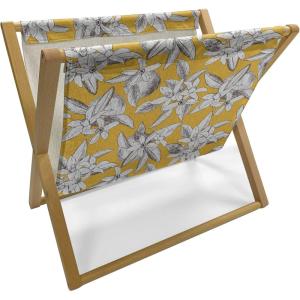 Ambesonne Roses Magazine and Book Holder, Flowers Petals and Buds on Plain Backdrop Valentines Day Themed Print, Floor Rack Decor for Interior of Home & Office, 22″ x 19″, Vermilion Emerald White(Earth Yellow Taupe)