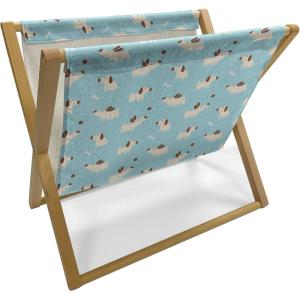Ambesonne Roses Magazine and Book Holder, Flowers Petals and Buds on Plain Backdrop Valentines Day Themed Print, Floor Rack Decor for Interior of Home & Office, 22″ x 19″, Vermilion Emerald White(Pale Blue Redwood)