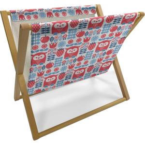Ambesonne Roses Magazine and Book Holder, Flowers Petals and Buds on Plain Backdrop Valentines Day Themed Print, Floor Rack Decor for Interior of Home & Office, 22″ x 19″, Vermilion Emerald White(Sea Blue Dark Coral)