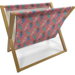 Ambesonne Roses Magazine and Book Holder, Flowers Petals and Buds on Plain Backdrop Valentines Day Themed Print, Floor Rack Decor for Interior of Home & Office, 22″ x 19″, Vermilion Emerald White(Dark Coral Multicolour)