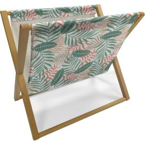 Ambesonne Roses Magazine and Book Holder, Flowers Petals and Buds on Plain Backdrop Valentines Day Themed Print, Floor Rack Decor for Interior of Home & Office, 22″ x 19″, Vermilion Emerald White(Laurel Green Salmon)
