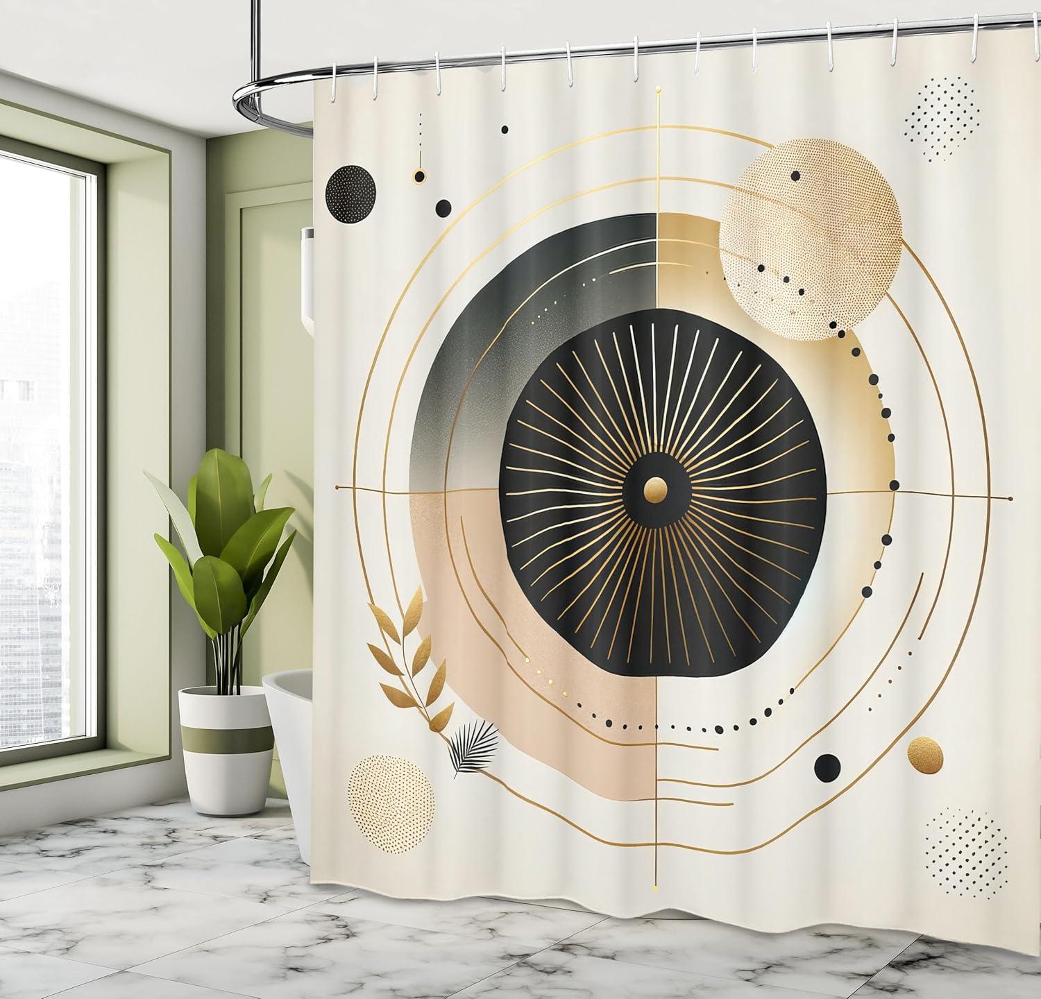 imageAmbesonne Jukebox Shower Curtain Cartoon Vivid Design Vintage Music Notes Radio Box Art Cloth Fabric Bathroom Decor Set with Hooks 69 W x 75 L Orange Purple and GreenPale Mustard Dark Brown