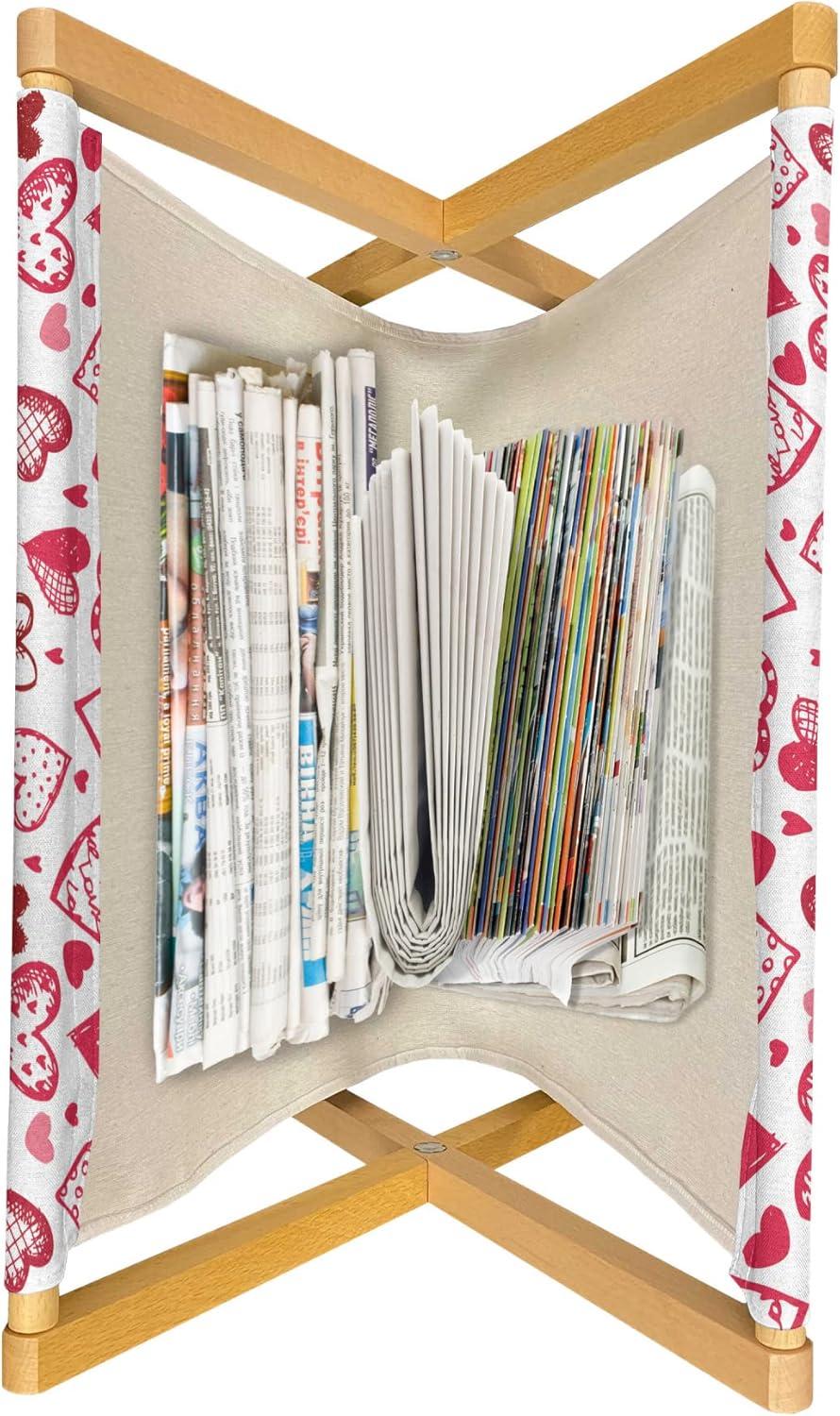imageAmbesonne Love Magazine and Book Holder Romance for Valentines Day Hearts in Lamp Classic Antique Themed Pattern Floor Rack Decor for Interior of Home amp Office 22 x 19 Vermilion and ScarletMagenta Ruby White