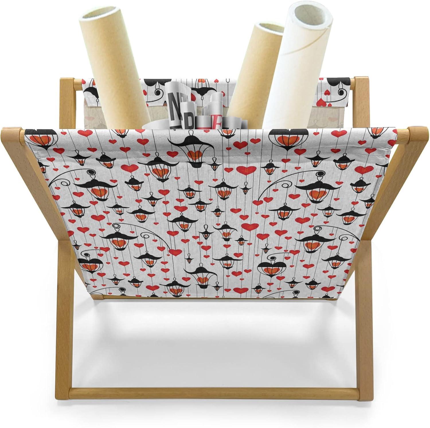 imageAmbesonne Love Magazine and Book Holder Romance for Valentines Day Hearts in Lamp Classic Antique Themed Pattern Floor Rack Decor for Interior of Home amp Office 22 x 19 Vermilion and ScarletVermilion Scarlet