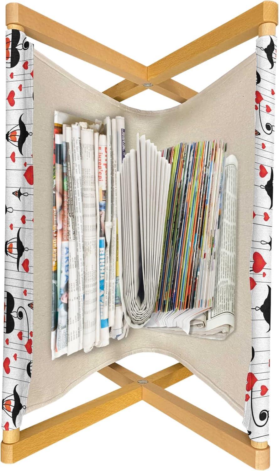 imageAmbesonne Love Magazine and Book Holder Romance for Valentines Day Hearts in Lamp Classic Antique Themed Pattern Floor Rack Decor for Interior of Home amp Office 22 x 19 Vermilion and ScarletVermilion Scarlet