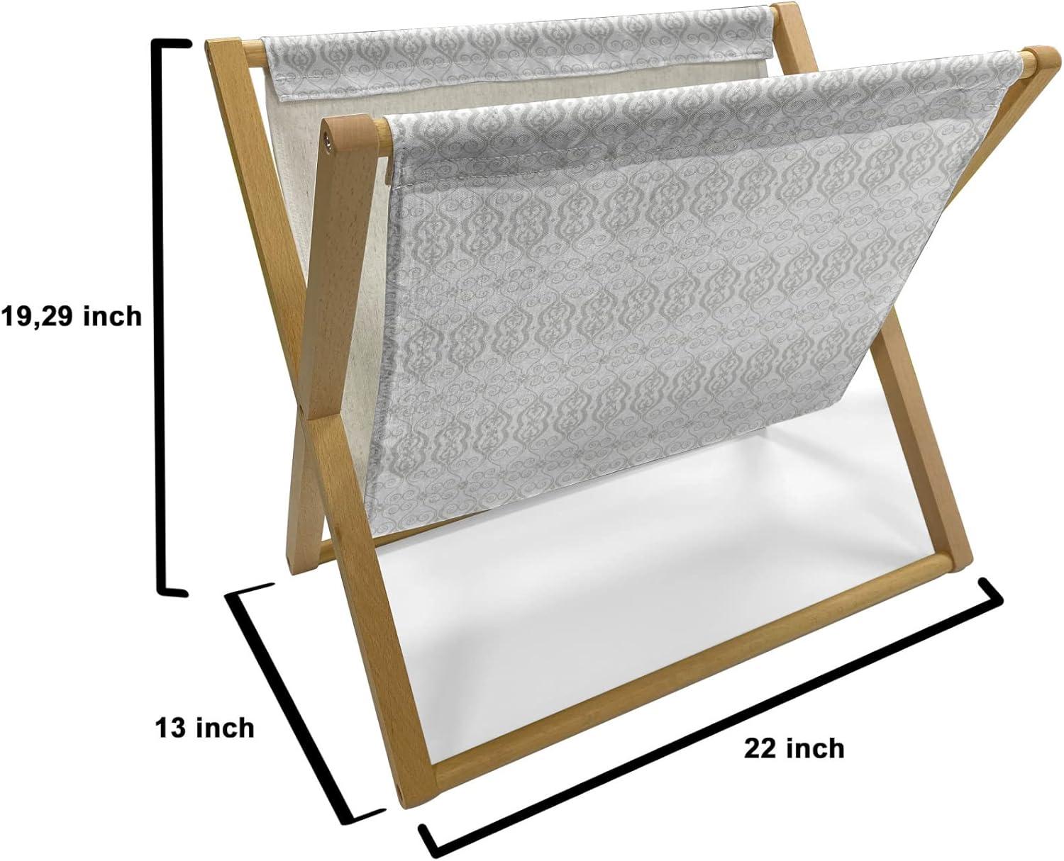 imageAmbesonne Neutral Magazine and Book Holder Valentines Day Theme Hand Drawn Hearts Diagonal Stripes Romantic Love Pattern Floor Rack Decor for Interior of Home amp Office 22 x 19 Pearl and WhiteWhite and Dust