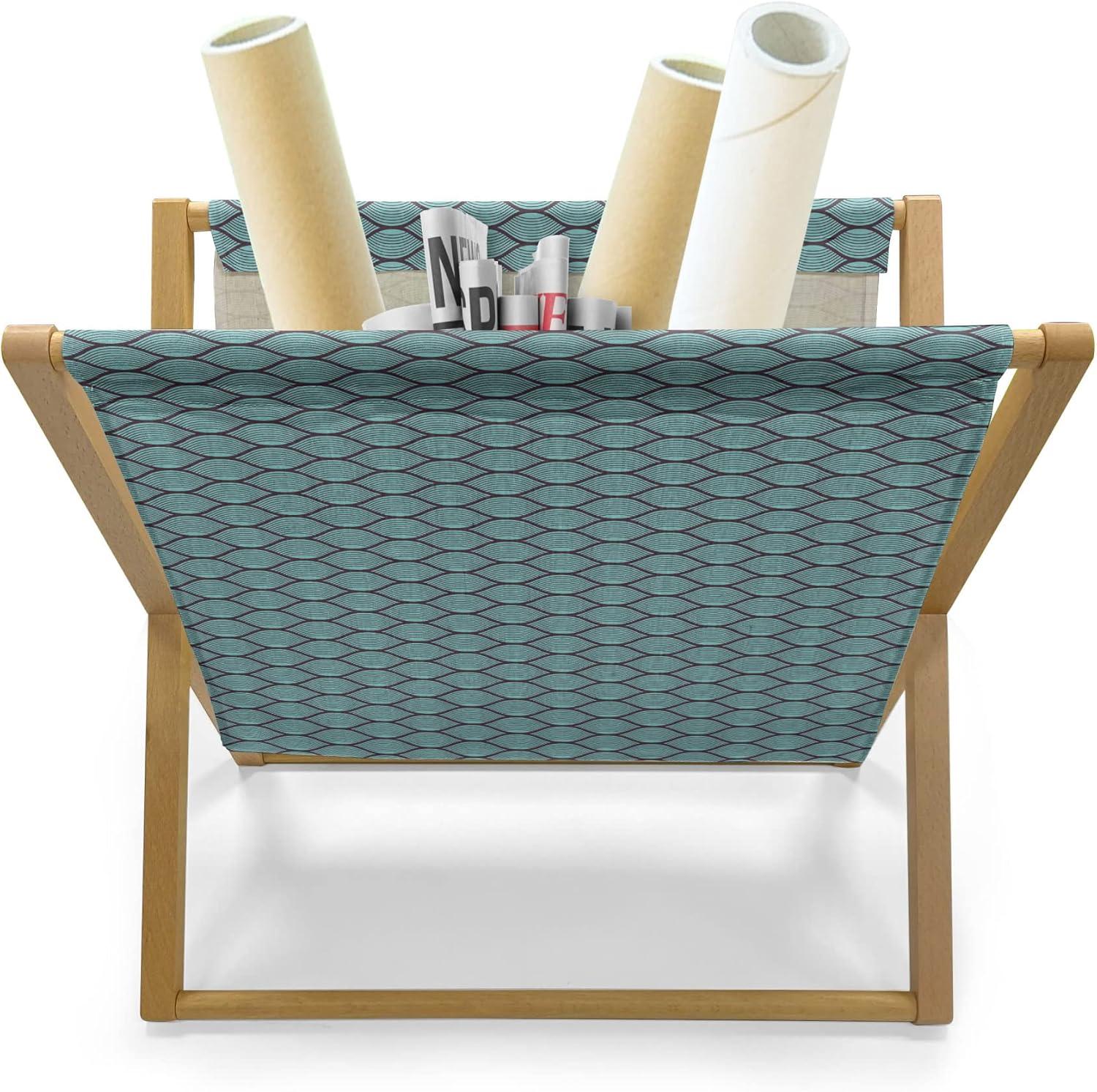 imageAmbesonne Romantic Magazine and Book Holder Geometric Horizontal Oval Rows Drawn Along Little Hearts Valentines Floor Rack Decor for Interior of Home amp Office 22 x 19 Almond Green and WhiteDark Purple Turquoise