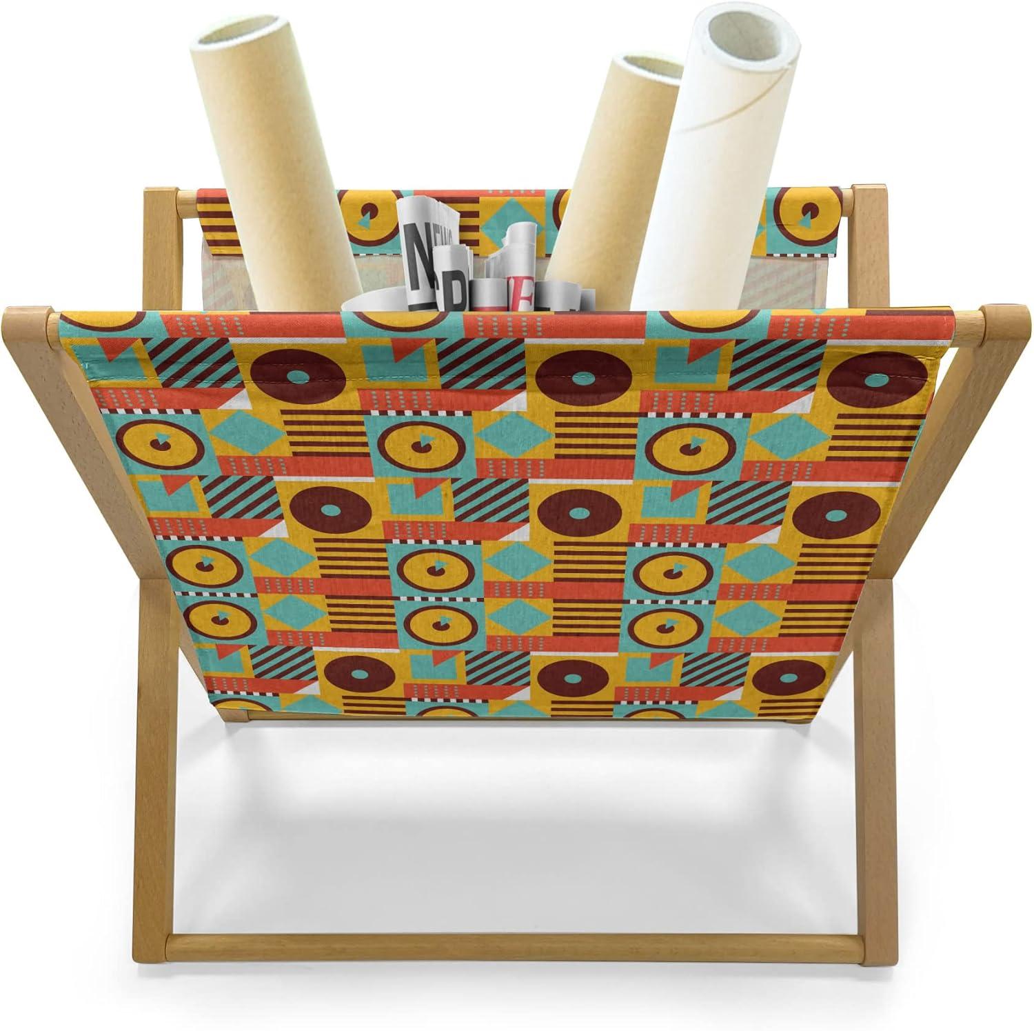 imageAmbesonne Romantic Magazine and Book Holder Geometric Horizontal Oval Rows Drawn Along Little Hearts Valentines Floor Rack Decor for Interior of Home amp Office 22 x 19 Almond Green and WhiteMarigold Burgundy