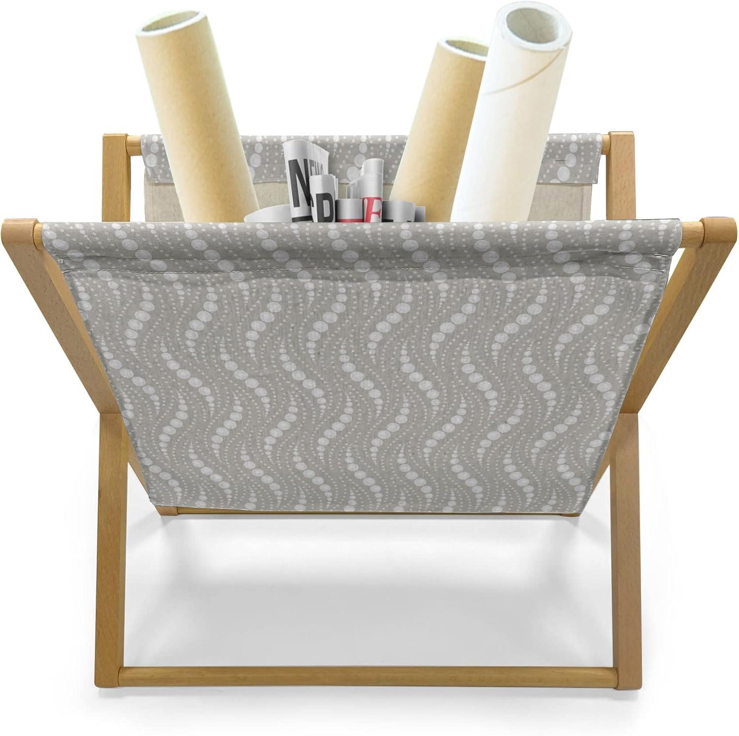 imageAmbesonne Romantic Magazine and Book Holder Geometric Horizontal Oval Rows Drawn Along Little Hearts Valentines Floor Rack Decor for Interior of Home amp Office 22 x 19 Almond Green and WhiteDust White