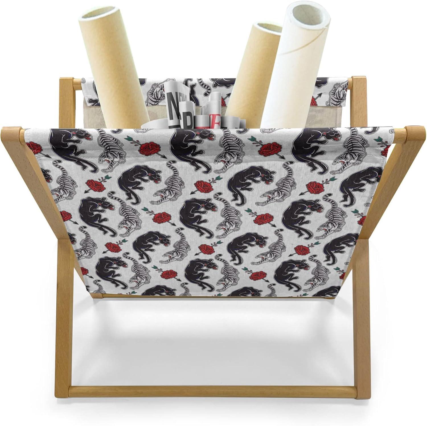 imageAmbesonne Romantic Magazine and Book Holder Wild Cats Passion Theme Lovers Valentines Rose Petals Arrows Eros Floor Rack Decor for Interior of Home amp Office 22 x 19 Vermilion Pale GreyVermilion Pale Grey