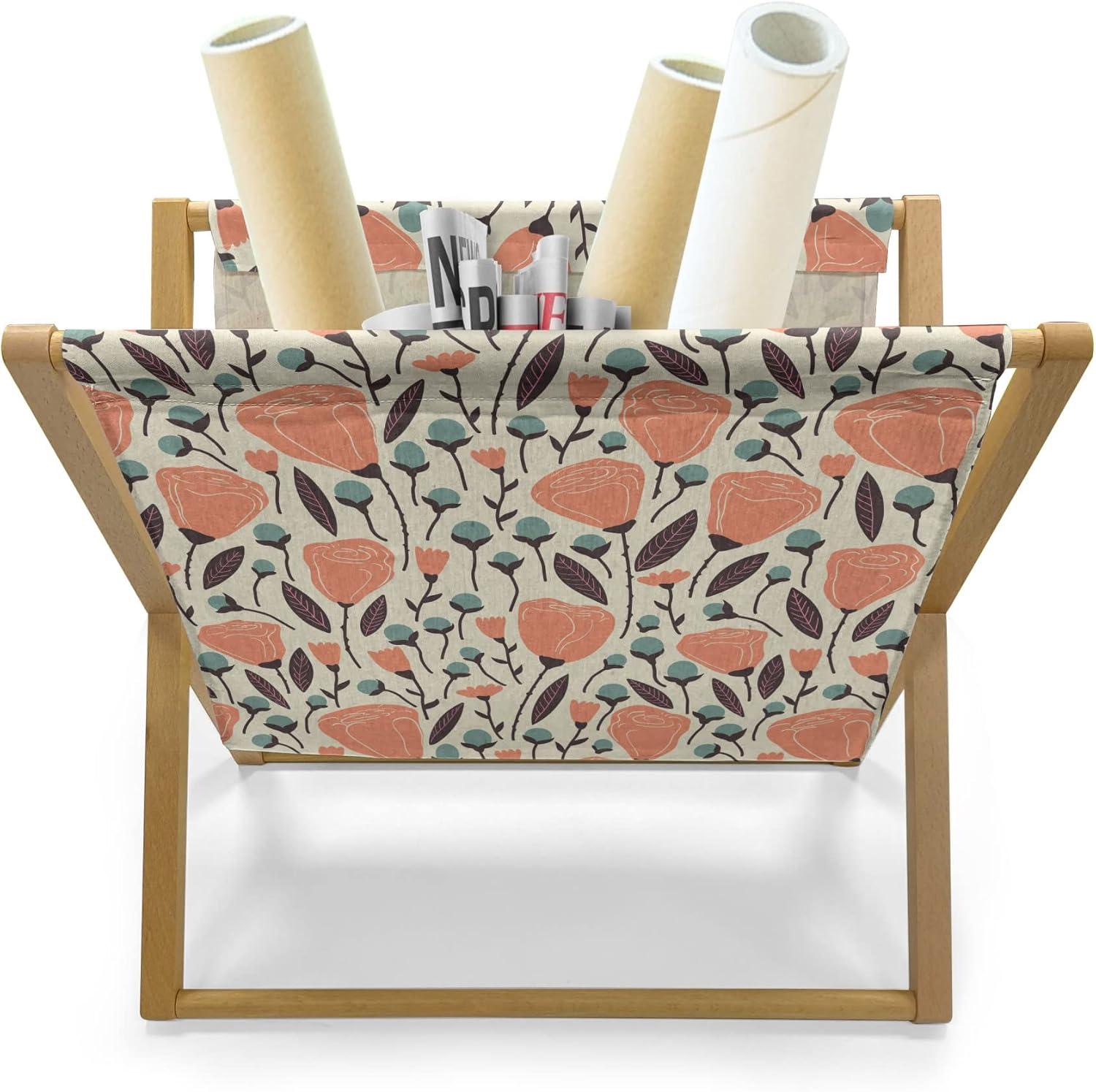 imageAmbesonne Roses Magazine and Book Holder Romantic Valentines Day Pattern in Pastel Tones Floor Rack Decor for Interior of Home amp Office 22 x 19 Rose MauveSalmon Teal