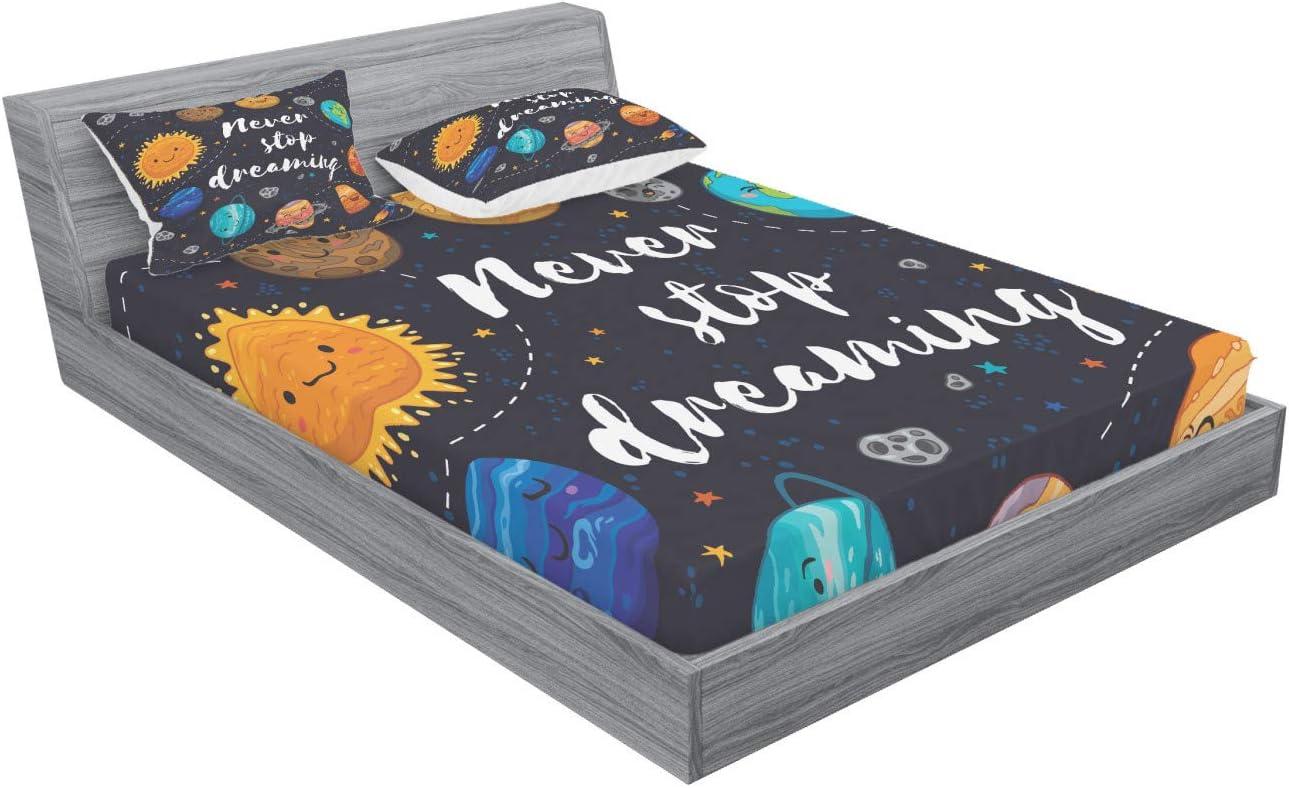 imageAmbesonne Sloth Fitted Sheet amp Pillow Sham Set Cartoon Character Sleeping on Branch Jungle Animal in Night Sky Kids Theme Decorative Printed 2 Piece Bedding Decor Set Twin Plum BrownIndigo Multicolor