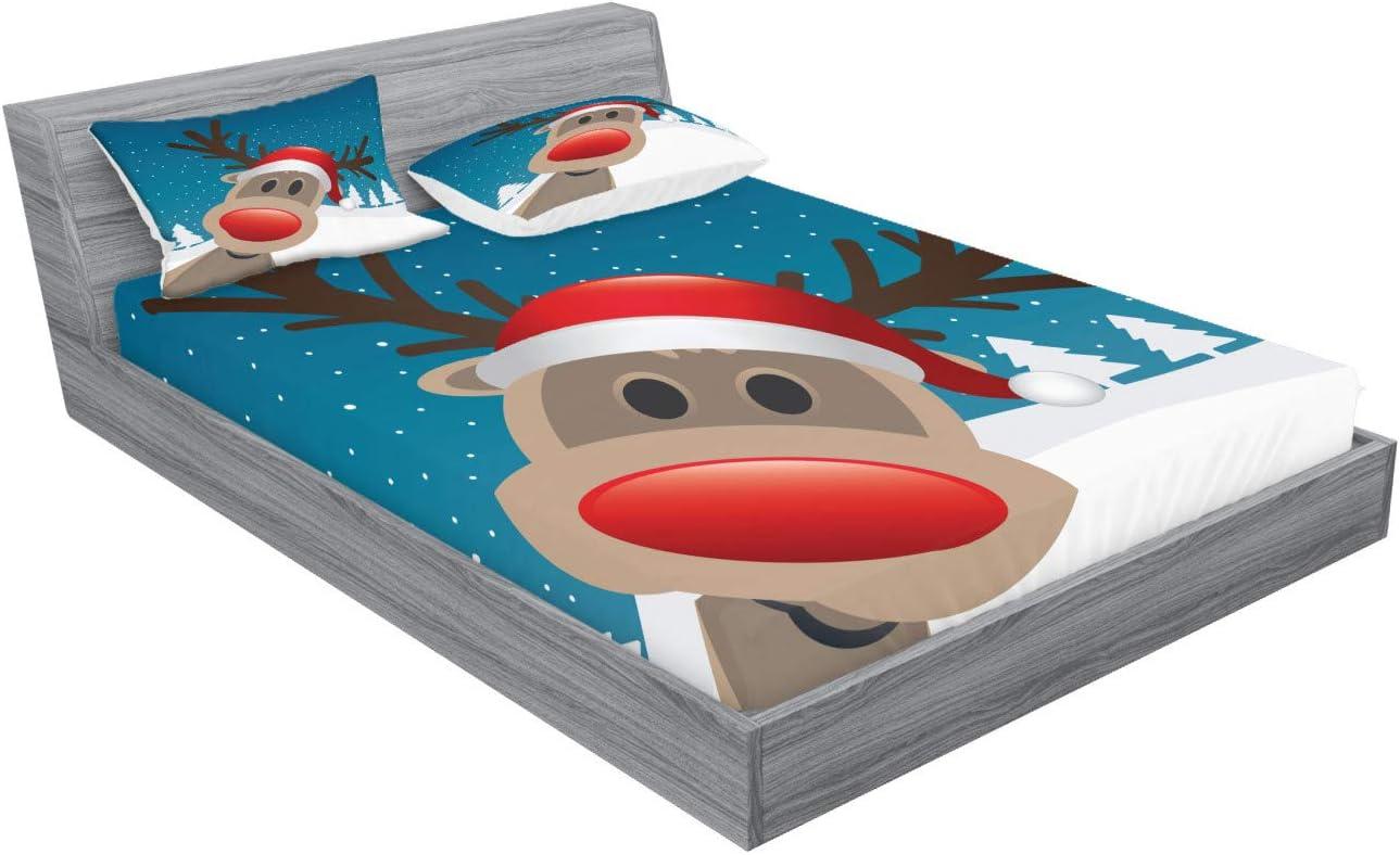 imageAmbesonne Sloth Fitted Sheet amp Pillow Sham Set Cartoon Character Sleeping on Branch Jungle Animal in Night Sky Kids Theme Decorative Printed 2 Piece Bedding Decor Set Twin Plum BrownRed Brown Navy