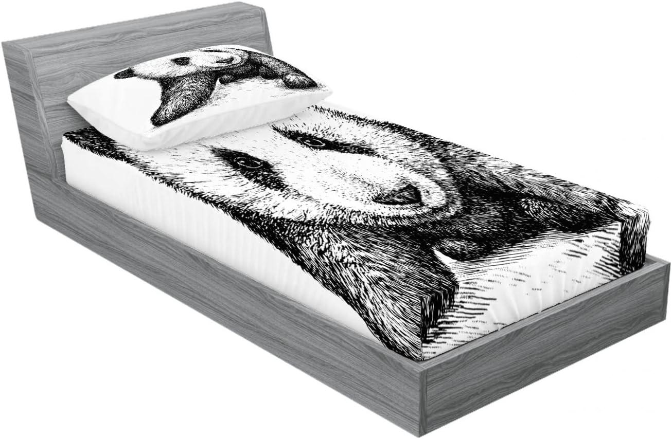 imageAmbesonne Sloth Fitted Sheet amp Pillow Sham Set Cartoon Character Sleeping on Branch Jungle Animal in Night Sky Kids Theme Decorative Printed 2 Piece Bedding Decor Set Twin Plum BrownEcru and Black