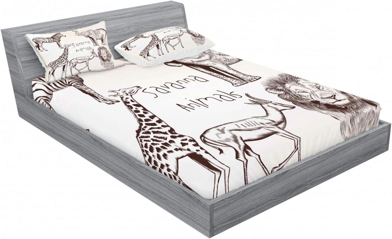 imageAmbesonne Sloth Fitted Sheet amp Pillow Sham Set Cartoon Character Sleeping on Branch Jungle Animal in Night Sky Kids Theme Decorative Printed 2 Piece Bedding Decor Set Twin Plum BrownBrown Cream