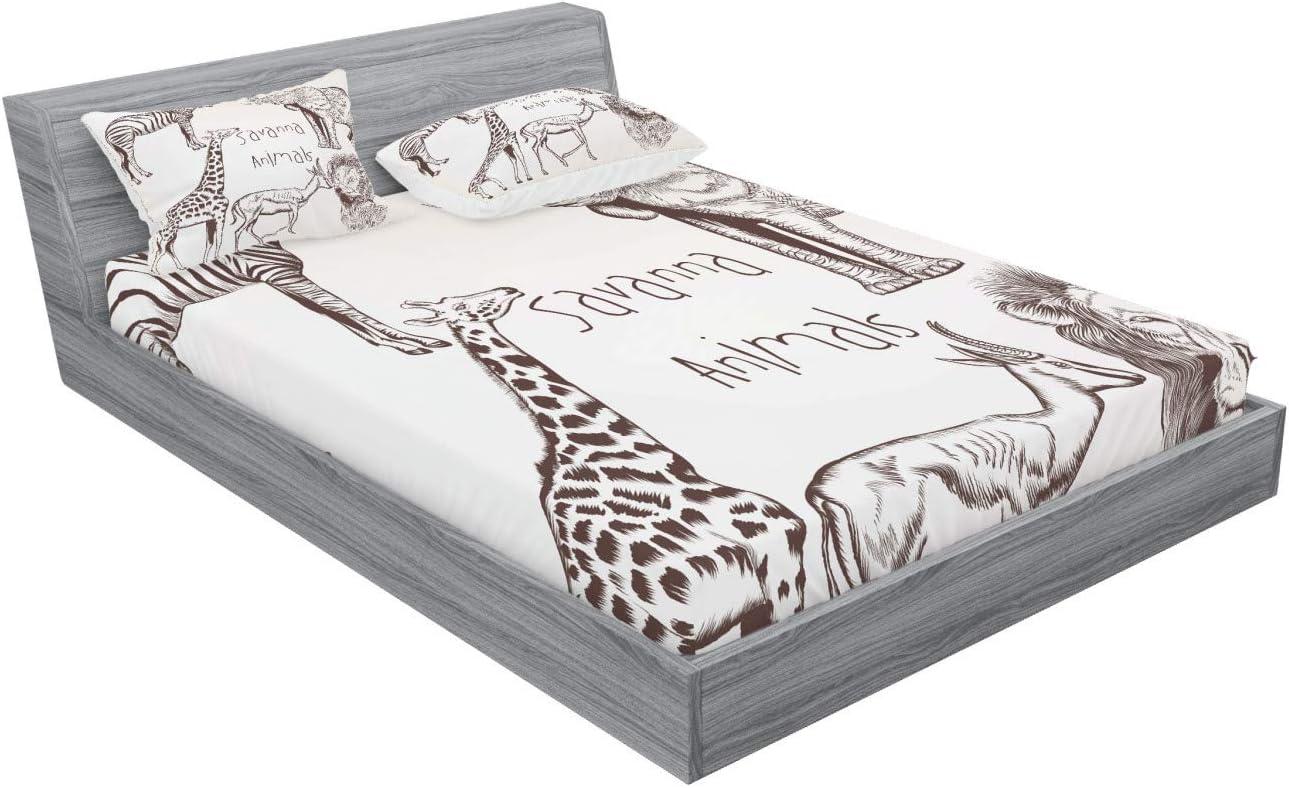 imageAmbesonne Sloth Fitted Sheet amp Pillow Sham Set Cartoon Character Sleeping on Branch Jungle Animal in Night Sky Kids Theme Decorative Printed 2 Piece Bedding Decor Set Twin Plum BrownBrown Cream
