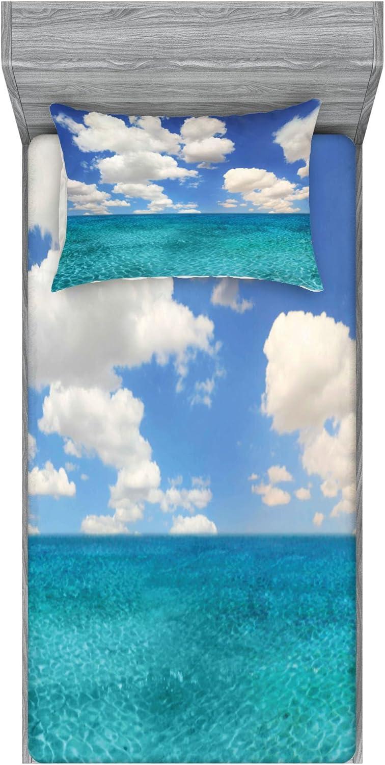 imageAmbesonne Sloth Fitted Sheet amp Pillow Sham Set Cartoon Character Sleeping on Branch Jungle Animal in Night Sky Kids Theme Decorative Printed 2 Piece Bedding Decor Set Twin Plum BrownTurquoise Aqua