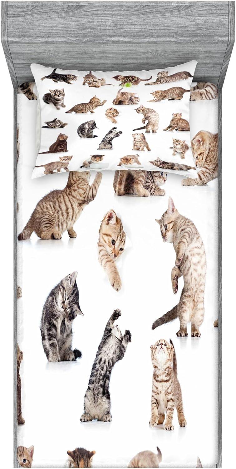 imageAmbesonne Sloth Fitted Sheet amp Pillow Sham Set Cartoon Character Sleeping on Branch Jungle Animal in Night Sky Kids Theme Decorative Printed 2 Piece Bedding Decor Set Twin Plum BrownBeige White