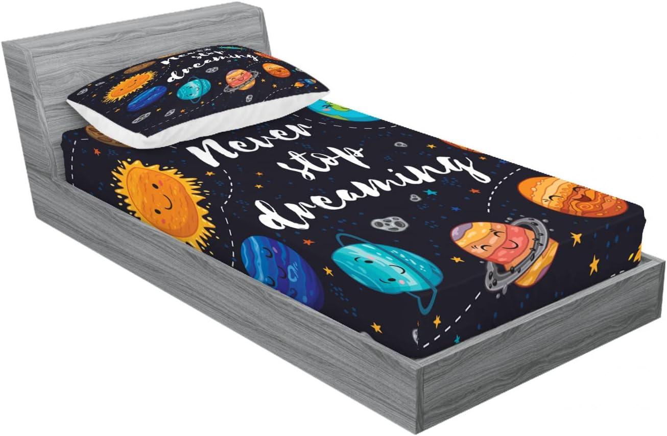 imageAmbesonne Sloth Fitted Sheet amp Pillow Sham Set Cartoon Character Sleeping on Branch Jungle Animal in Night Sky Kids Theme Decorative Printed 2 Piece Bedding Decor Set Twin Plum BrownIndigo Multicolor
